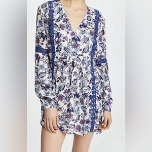 Ella Moss blue floral folktale tunic Small sold at Anthropology